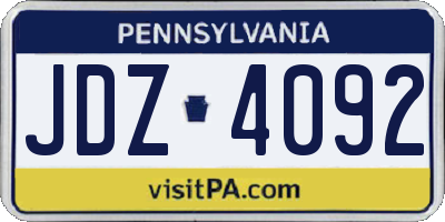 PA license plate JDZ4092