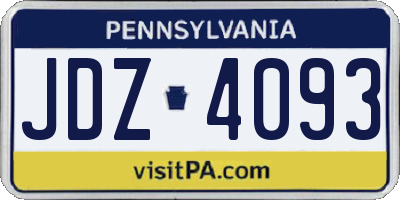 PA license plate JDZ4093