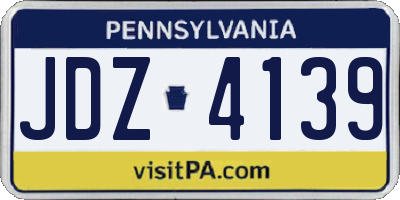 PA license plate JDZ4139