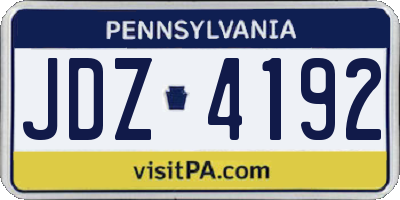 PA license plate JDZ4192