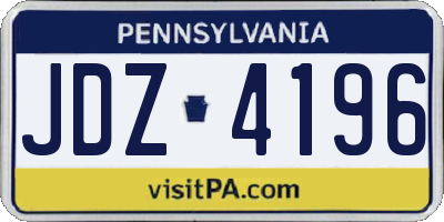 PA license plate JDZ4196