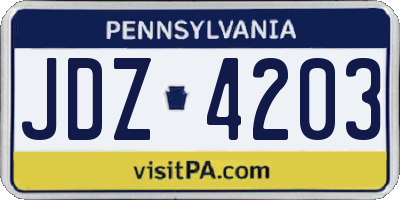 PA license plate JDZ4203