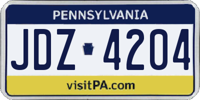 PA license plate JDZ4204