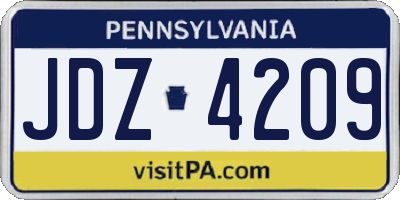 PA license plate JDZ4209