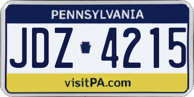 PA license plate JDZ4215