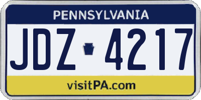 PA license plate JDZ4217