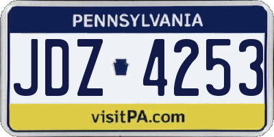 PA license plate JDZ4253