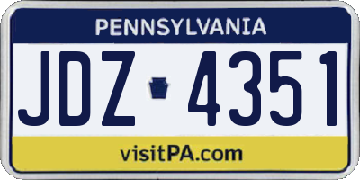 PA license plate JDZ4351