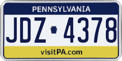 PA license plate JDZ4378