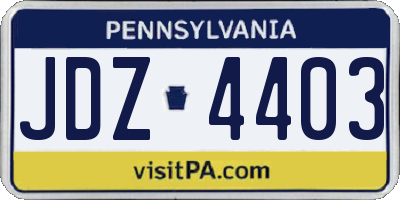 PA license plate JDZ4403