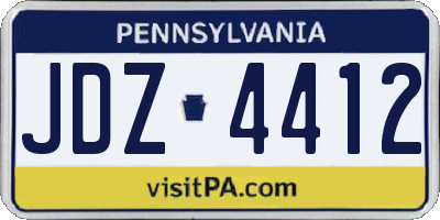 PA license plate JDZ4412