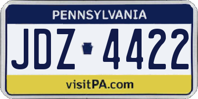 PA license plate JDZ4422