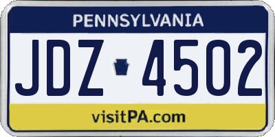 PA license plate JDZ4502