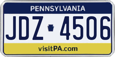 PA license plate JDZ4506
