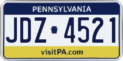 PA license plate JDZ4521
