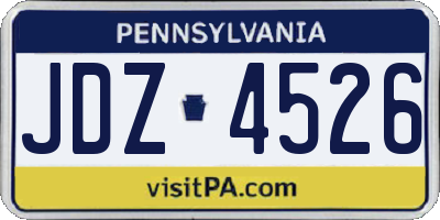 PA license plate JDZ4526
