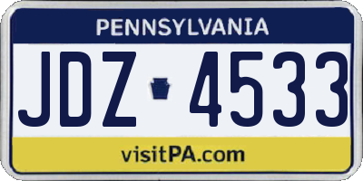 PA license plate JDZ4533