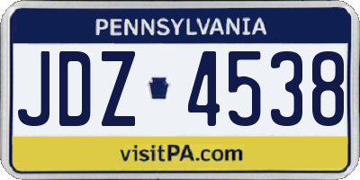 PA license plate JDZ4538