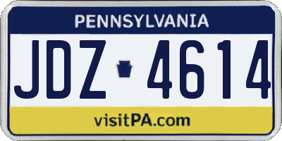 PA license plate JDZ4614