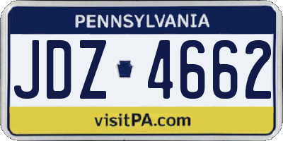 PA license plate JDZ4662