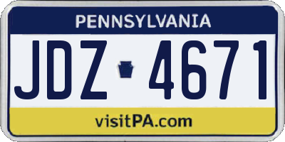 PA license plate JDZ4671