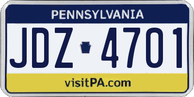 PA license plate JDZ4701