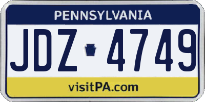 PA license plate JDZ4749