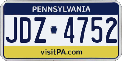 PA license plate JDZ4752