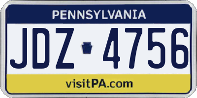PA license plate JDZ4756