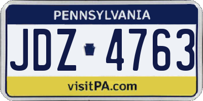 PA license plate JDZ4763