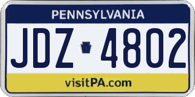 PA license plate JDZ4802