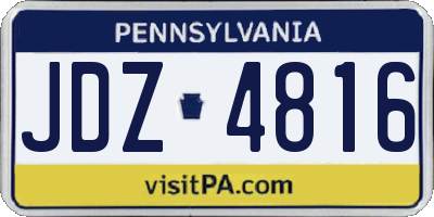 PA license plate JDZ4816