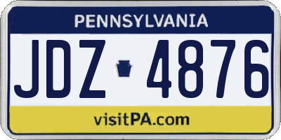 PA license plate JDZ4876