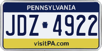 PA license plate JDZ4922
