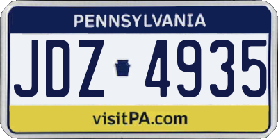 PA license plate JDZ4935