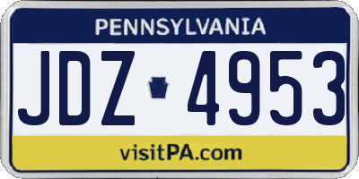 PA license plate JDZ4953