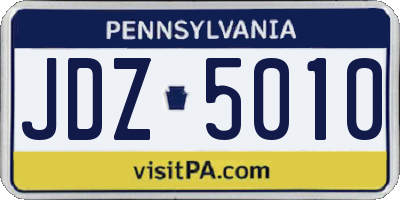 PA license plate JDZ5010