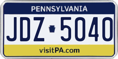 PA license plate JDZ5040
