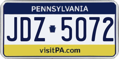 PA license plate JDZ5072