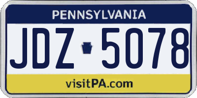 PA license plate JDZ5078