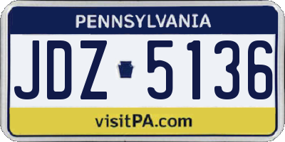 PA license plate JDZ5136