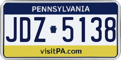 PA license plate JDZ5138