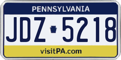 PA license plate JDZ5218