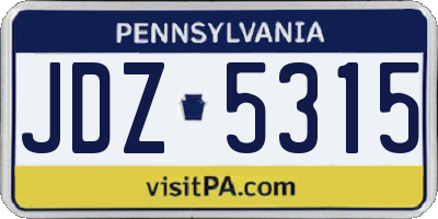 PA license plate JDZ5315