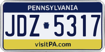 PA license plate JDZ5317