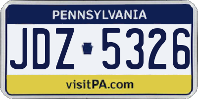 PA license plate JDZ5326