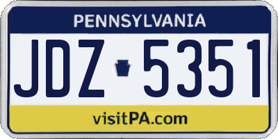 PA license plate JDZ5351