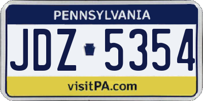 PA license plate JDZ5354