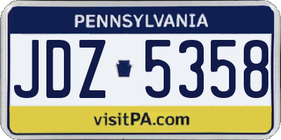PA license plate JDZ5358