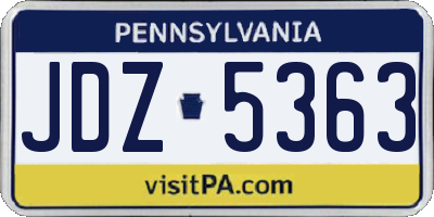 PA license plate JDZ5363